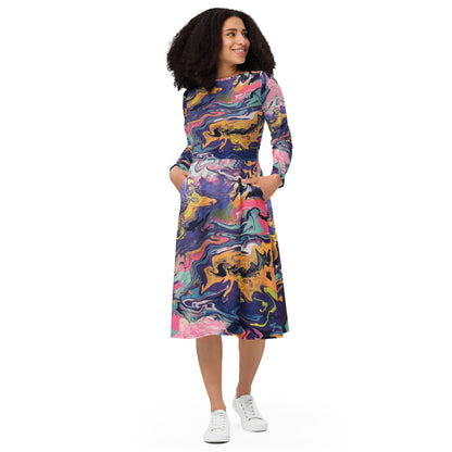 In Search Of Heaven-  long sleeve midi dress