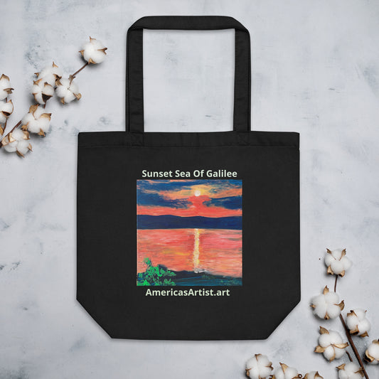 Sunset On Sea Of Galilee- Tote Bag